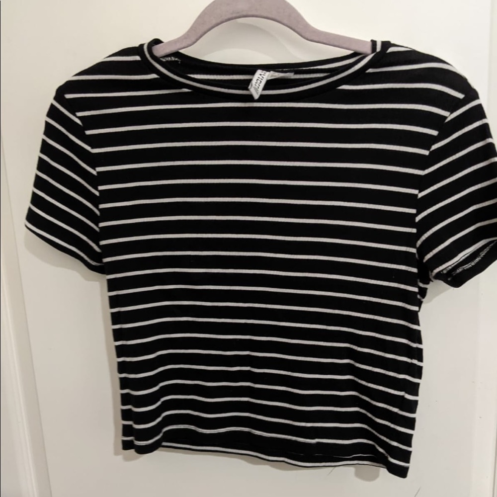 Striped black and white crop top